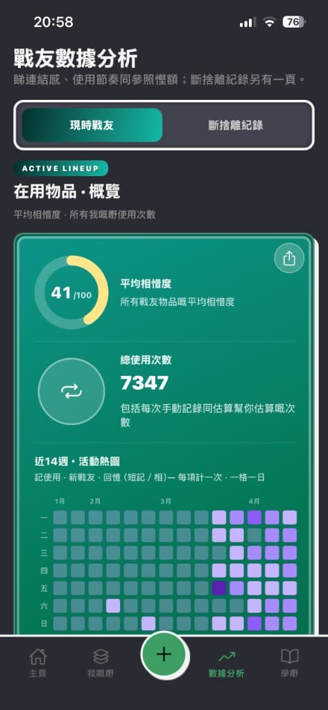 Re-bun App：戰友數據分析畫面